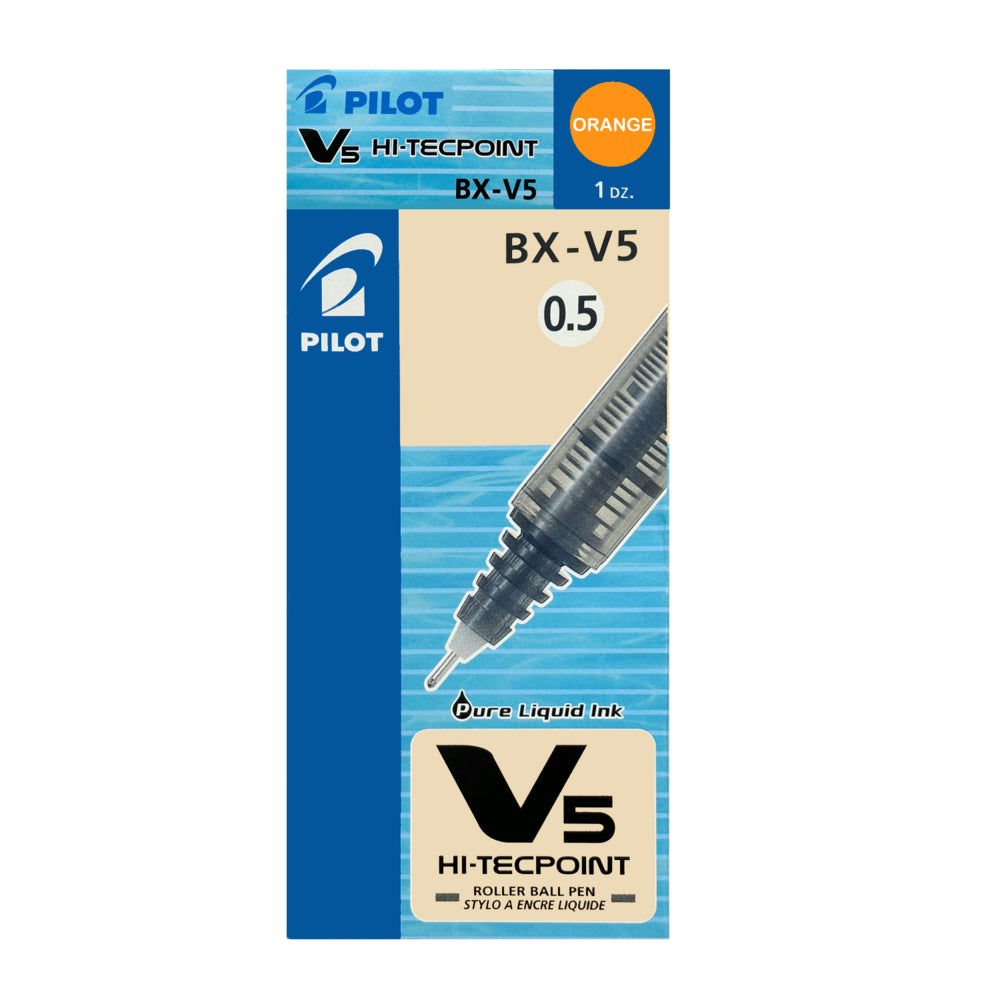 Pilot Hi-Tecpoint V5 Rollerball Pen - Extra Fine Point - 0.5 mm - Orange - 12 Pack