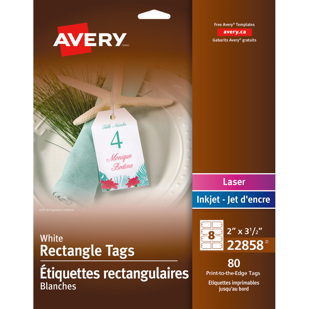 Avery Rectangle Tags - 2" x 3-1/2" - White - 80 Labels