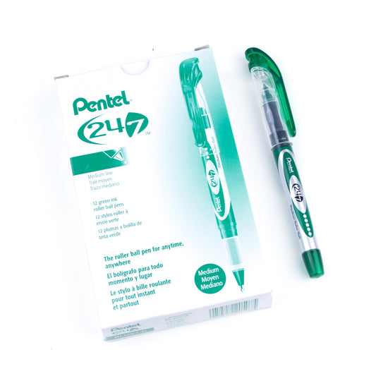 Pentel Rollerball Pen - 0.7mm - Green - 12 Pack