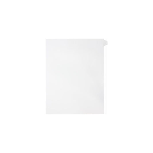 Onglets numériques Sterling Singles, n° 1, blancs, format lettre, coupe 1/25e, paquet de 25