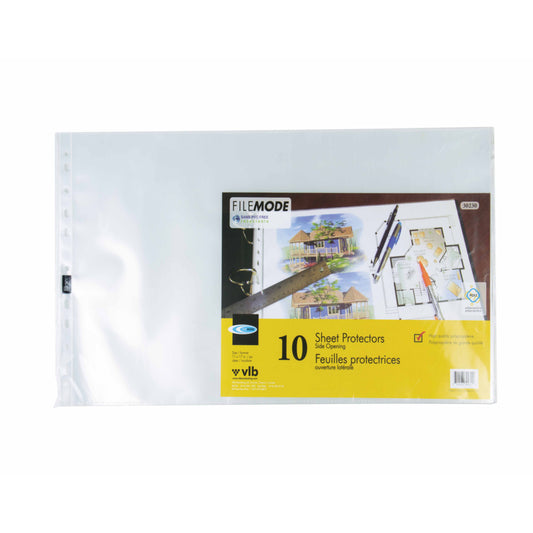 Filemode Archival Top Loading Sheet Protectors - 11" H x 17" W - 10 Pack