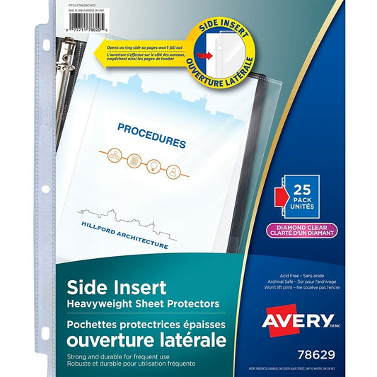 Avery Side Insert Sheet Protectors, Diamond Clear, 25 Pack, (78629)