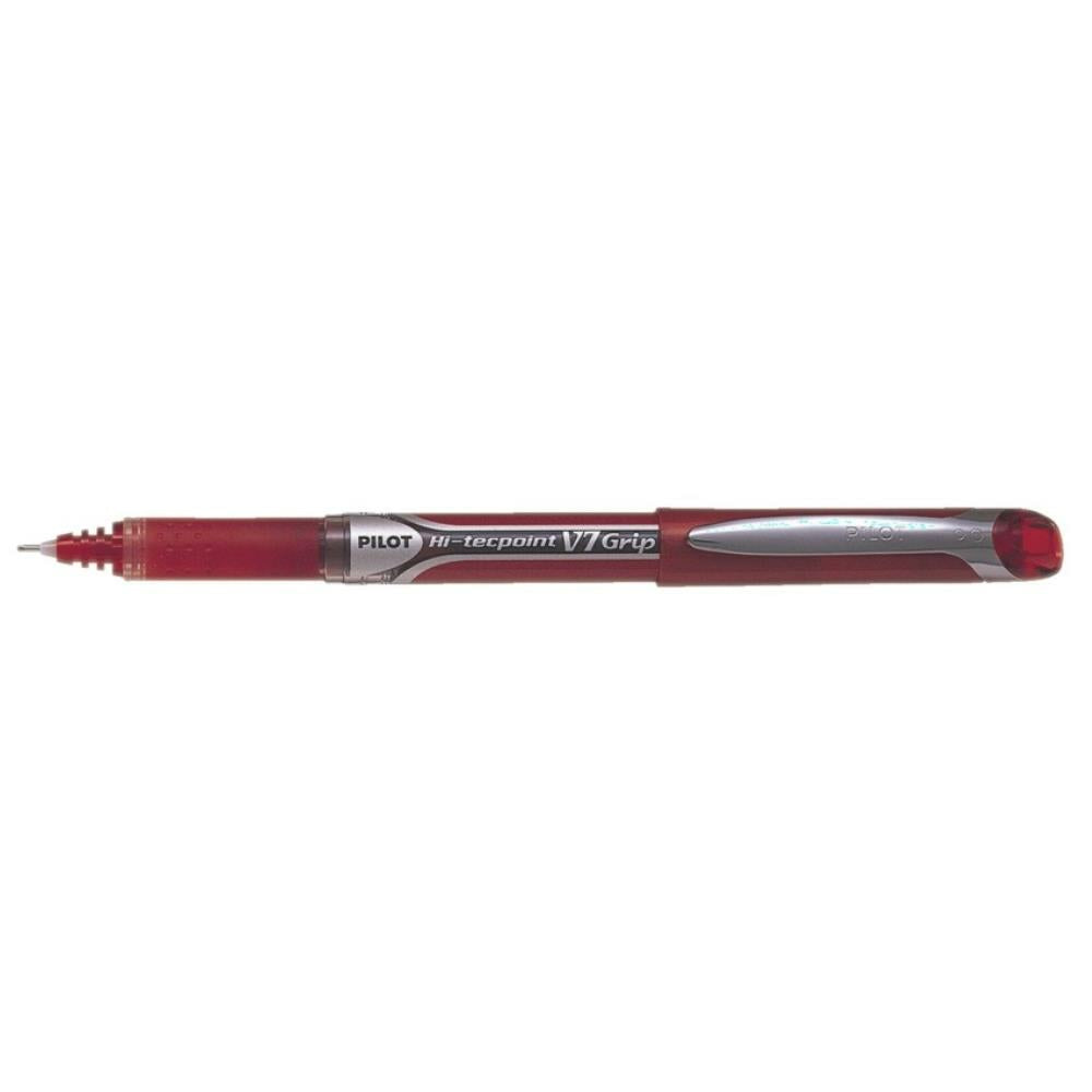 Stylo roller à encre liquide Pilot Hi-Tecpoint Grip. 0,7 mm. Rouge. Boîte de 12.