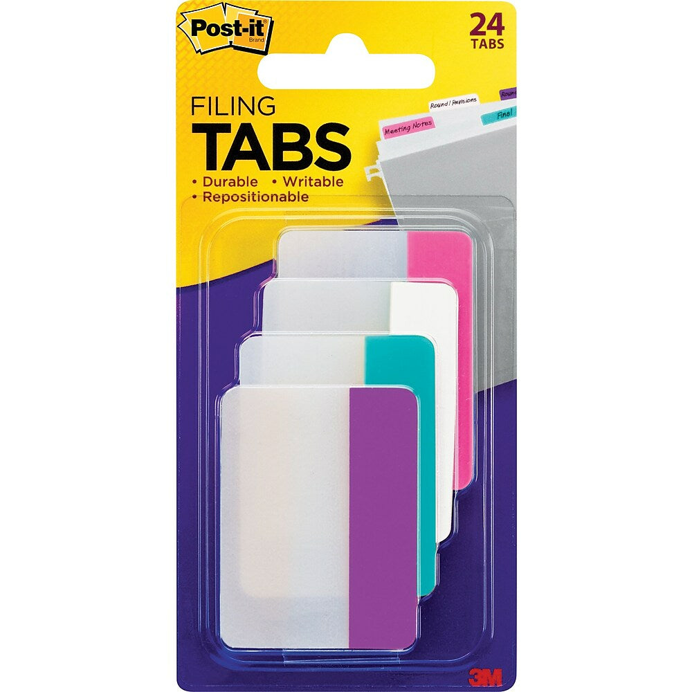 Onglets Post-it, 2" x 1,5", couleurs assorties, paquet de 24