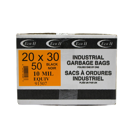 Eco II Garbage Bags - 20" x 30" - 10MIL Equiv.  - Black - 50 Pack