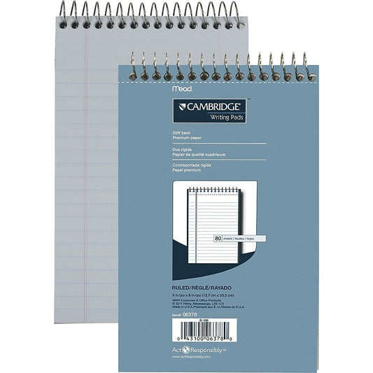 Bloc-notes Cambridge Premium, 5" x 8", 80 feuilles, lignes larges