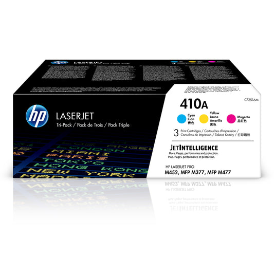 HP 410A (CF251AM) Cyan, Magenta, Yellow Original LaserJet Toner Cartridge, 3/Pack