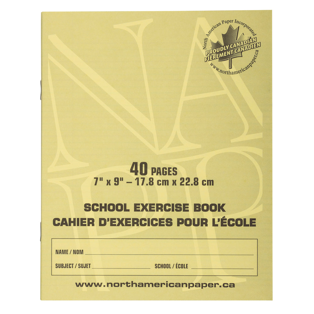 Cahiers d'exercices North American Paper Inc. - 7" x 9" - 3/16" RBBR - 40 pages - Paquet de 25