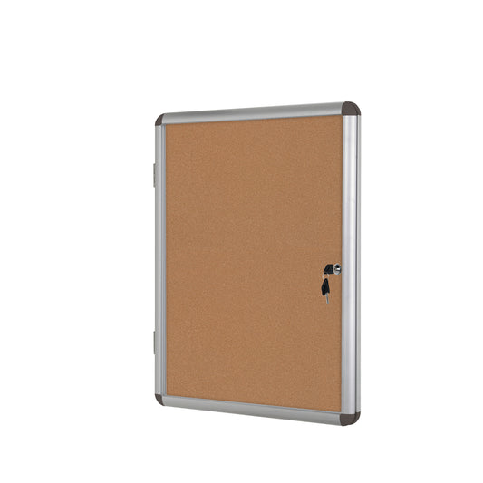 MasterVision Earth Enclore Lockable Bulletin Board - 28" x 26" - Aluminum Frame