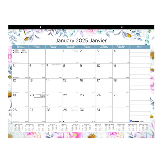Blueline 2025 Passion Monthly Desk Pad Calendar - 22" x 17" - Bilingual