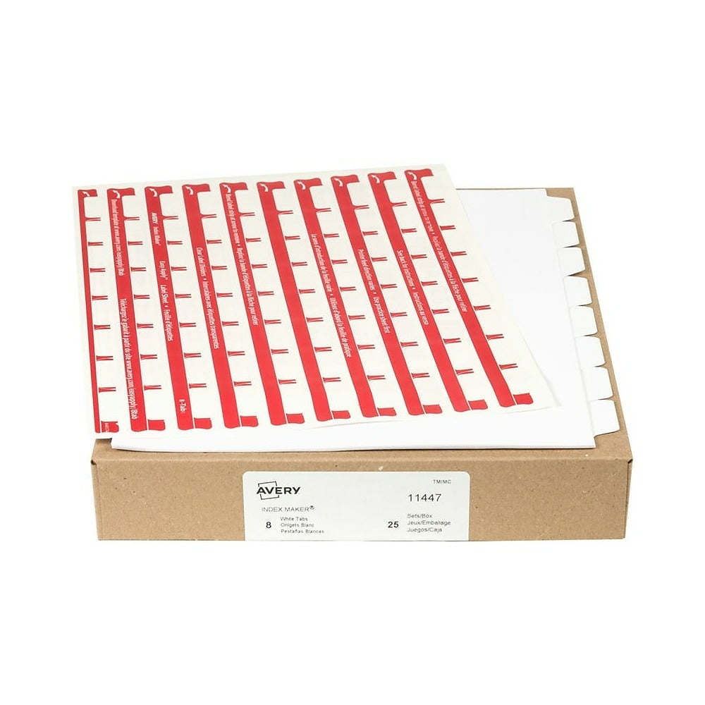 Intercalaires transparents Avery Index Maker, 8 onglets, 25 jeux, blancs (11447)