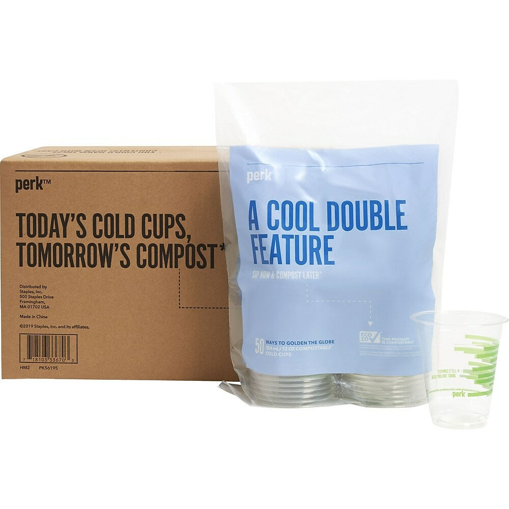 Gobelet compostable pour boissons froides Perk, 12 oz, paquet de 300