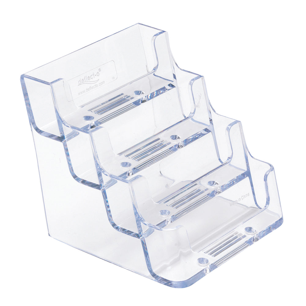 Deflecto Business Card Holder - 4 Compartments - Clear