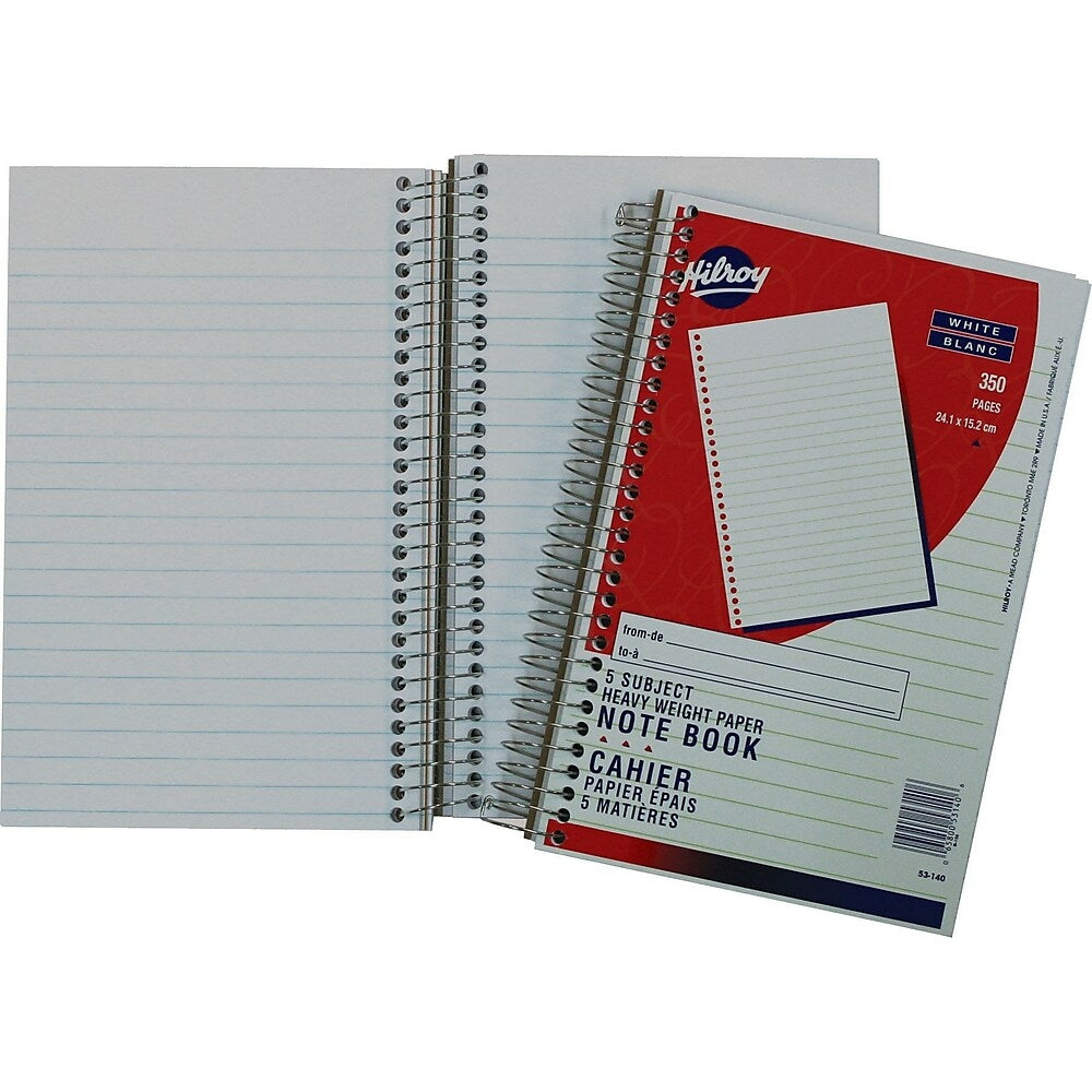 Hilroy 5-Subject Heavy-Weight Notebook, 9-1/2" x 6", 350 Pages