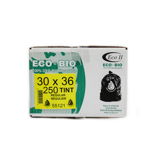Eco II Oxo-Biodegradable Garbage Bags - 30" x 36" - Regular - Clear - 250 Pack