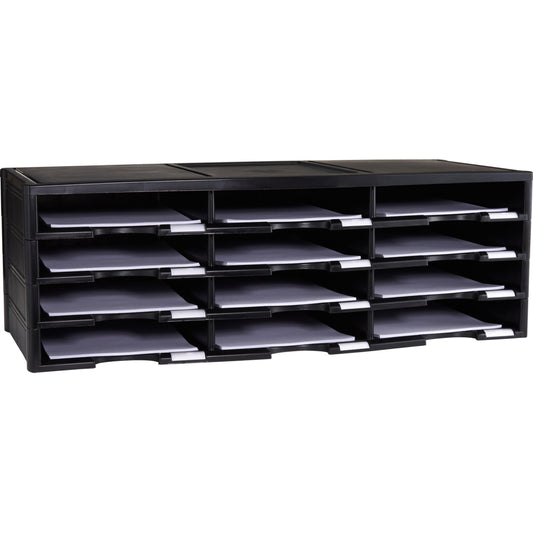 Storex 12-Compartment Literature Organizer - Black