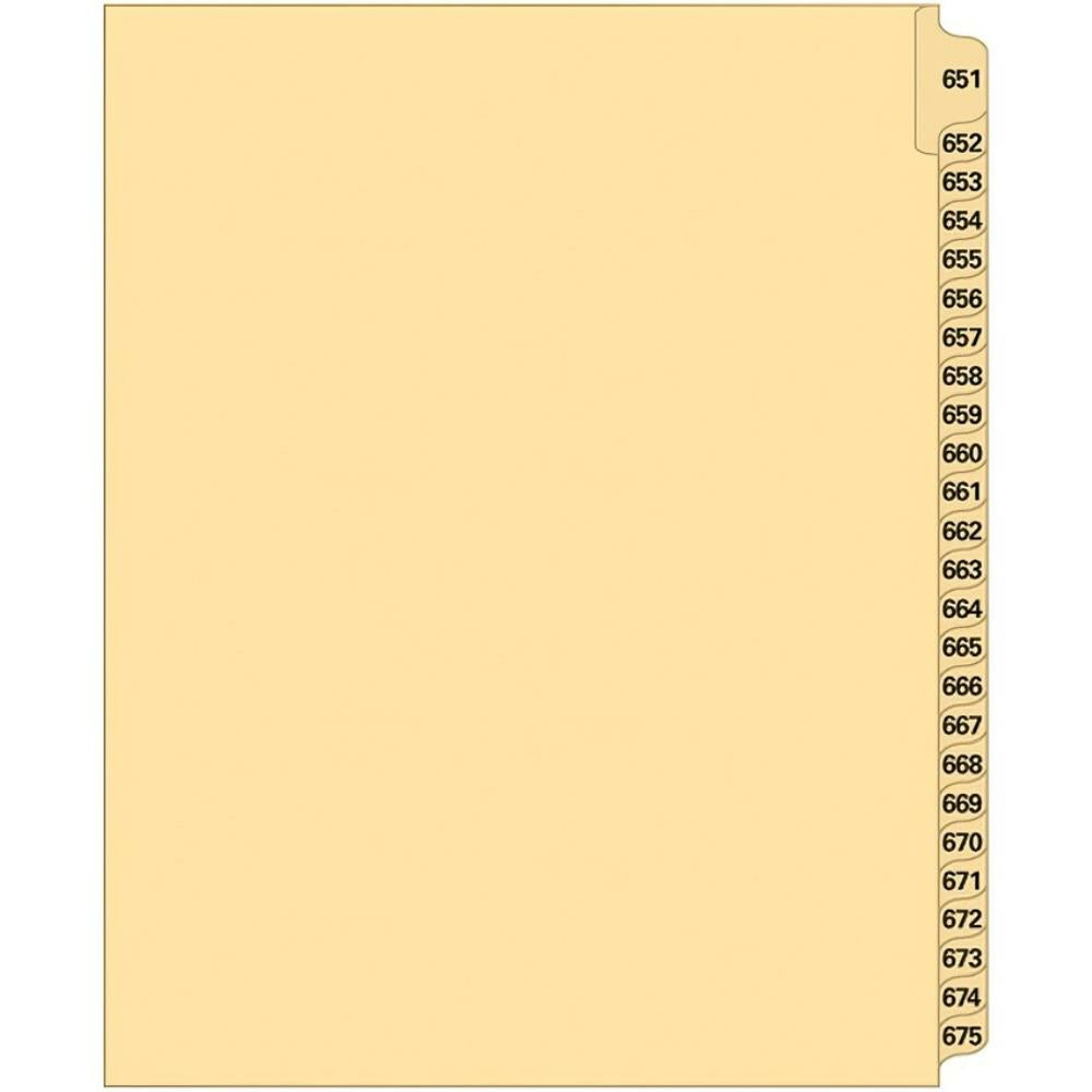 Supreme Litigation Tabs 25th Cut Numeric Set 11" Buff #651-675