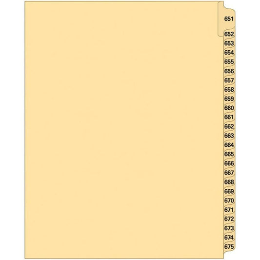Supreme Litigation Tabs 25th Cut Numeric Set 11" Buff #651-675