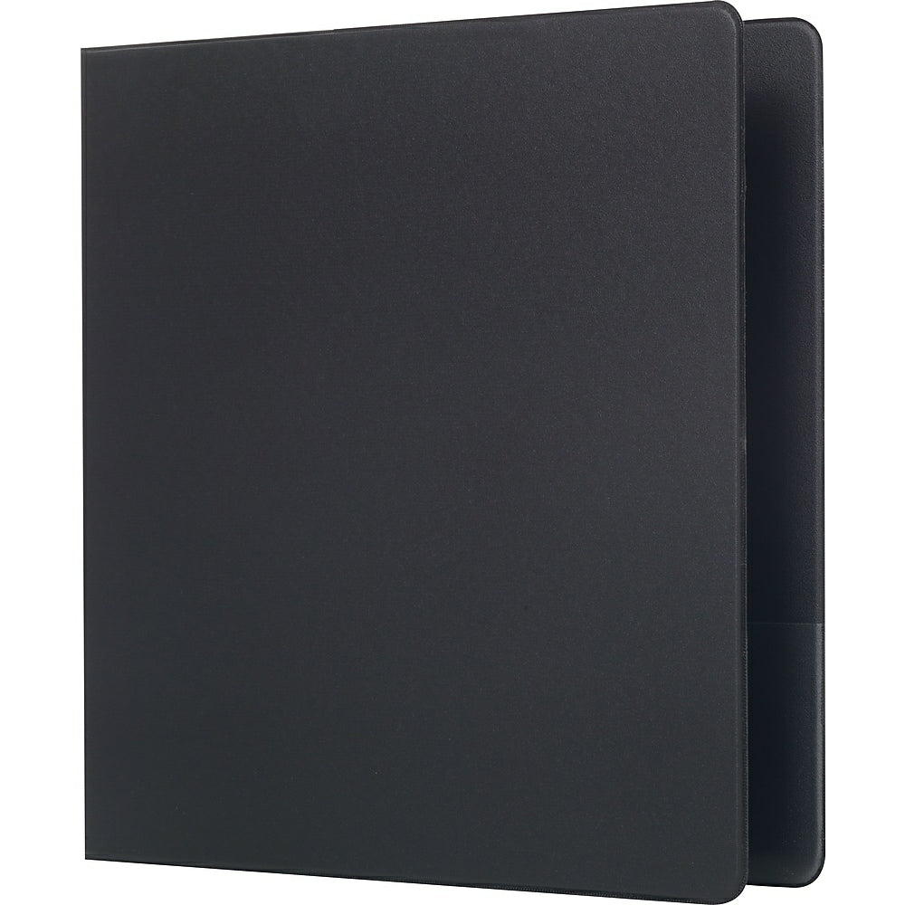Classeur standard Staples avec porte-étiquette et anneaux en D - 1-1/2 po - Noir