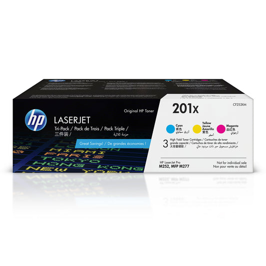 HP 201X (CF253XM) Cyan, Mgenta, Yellow Original LaserJet Toner Cartridge, High Yield, 3/Pack