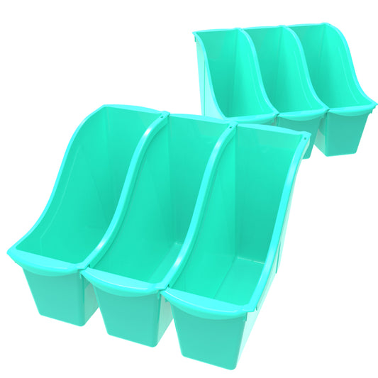 Storex Small Book Bin - Teal - 6 Pack