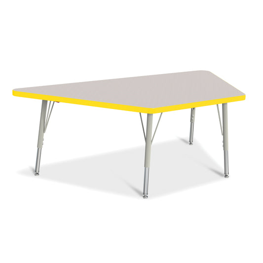 Jonti-Craft Berries Trapezoid Activity Tables - 30" X 60" - E-height - Freckled Gray/Yellow/Gray