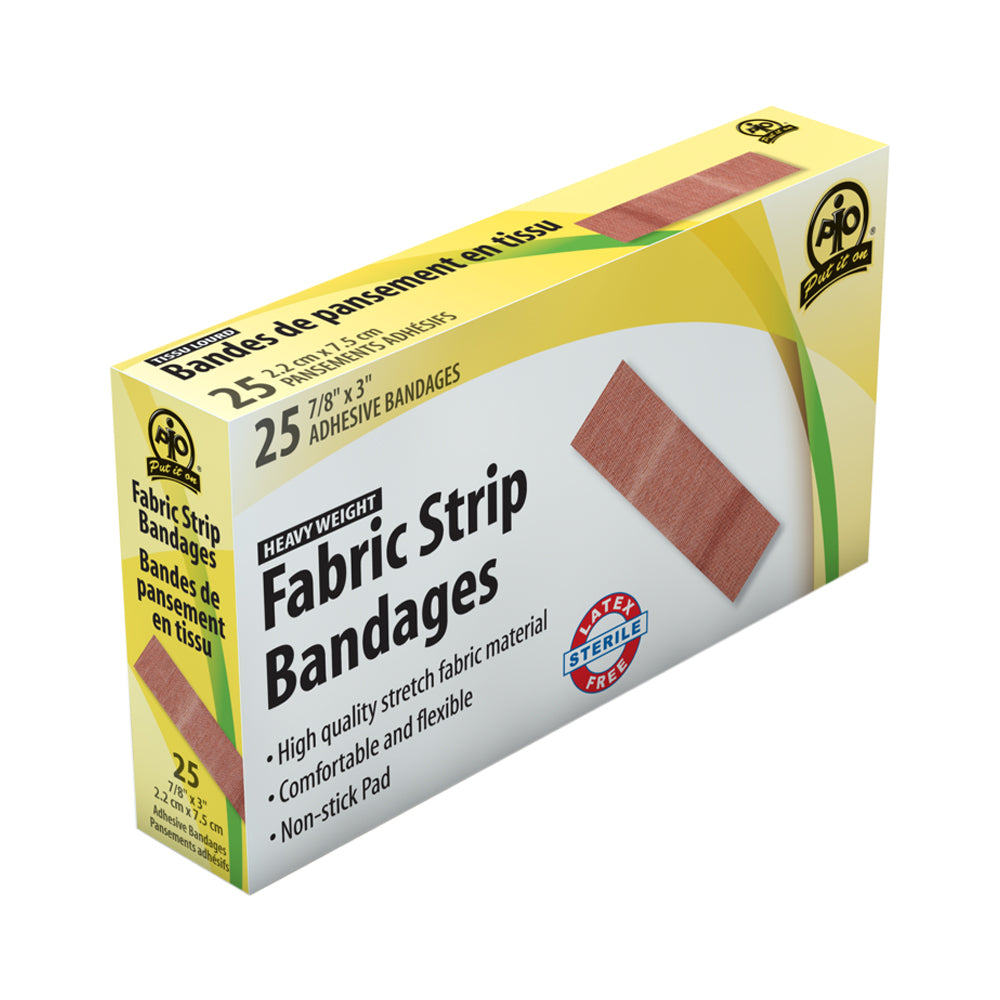 Pansement en tissu Wasip - 7,6 cm x 2,2 cm - Paquet de 25