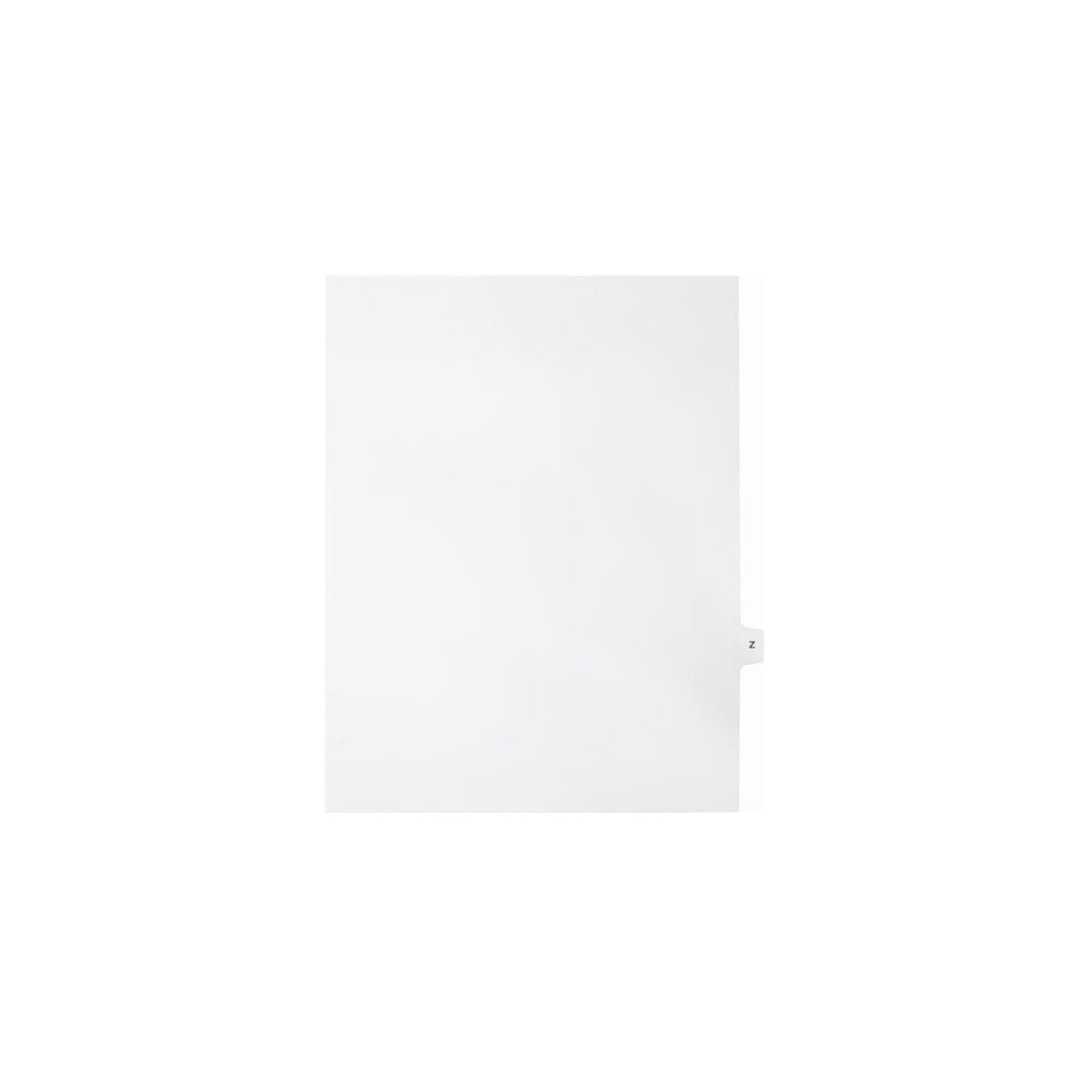 Onglets Sterling Alpha Singles, lettre Z, blancs, format lettre, coupe 1/15e, paquet de 25