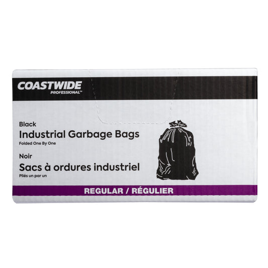 Sacs poubelle professionnels Coastwide - Standard - 42 po l x 48 po L - Noir - Paquet de 125