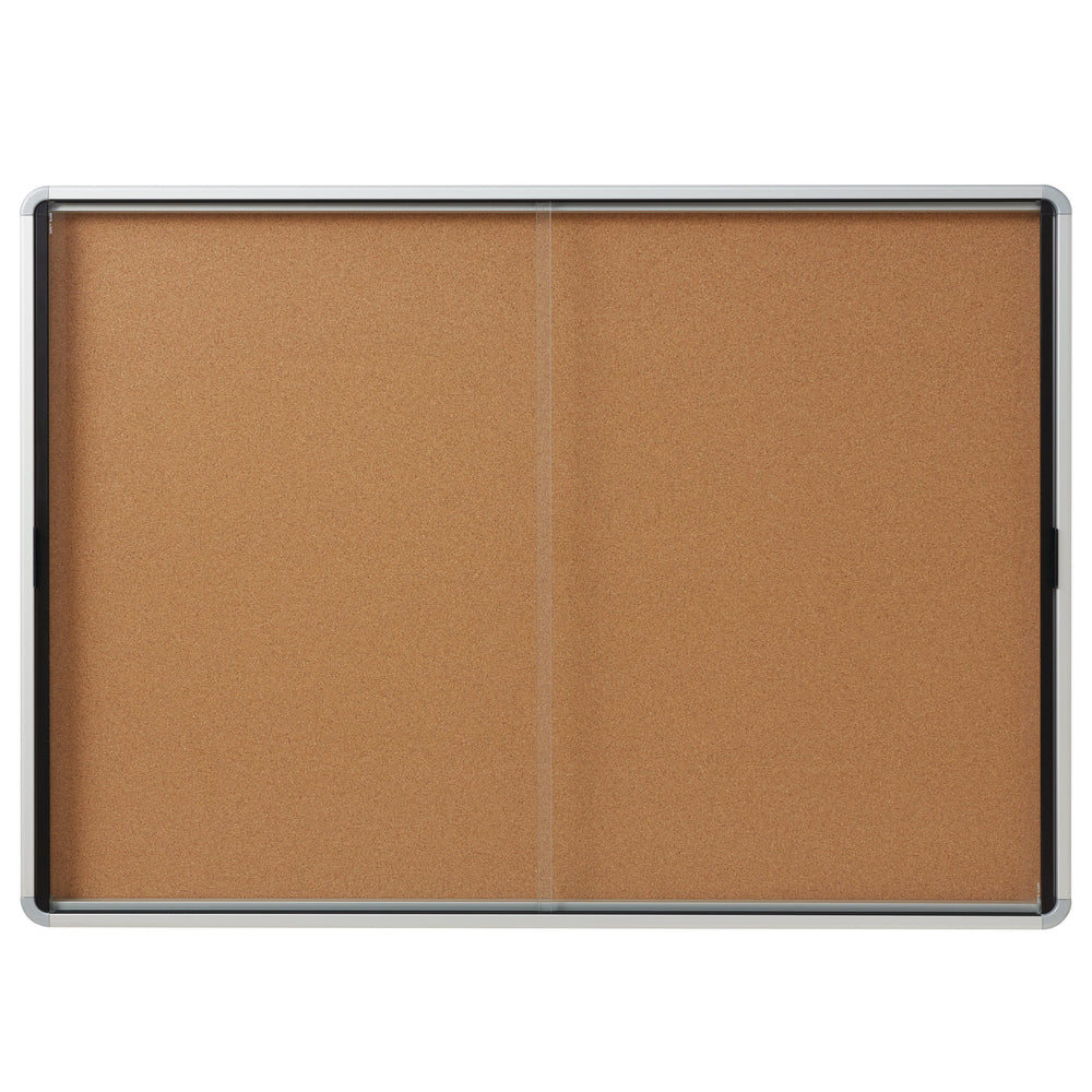 Quartet Euro Enclosed Cork Bulletin Board - Indoor Use - 2 Sliding Doors - 56" x 39"