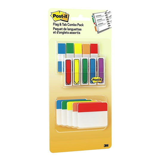 Paquet économique d'étiquettes et de languettes Post-it, couleurs assorties, 200 étiquettes de 1/2 po, 30 languettes pleines de 2 po, paquet de 230