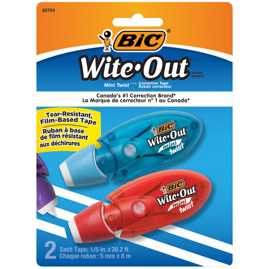BIC Wite-Out Micro Correction Tape - Assorted Colours - 2 Pack