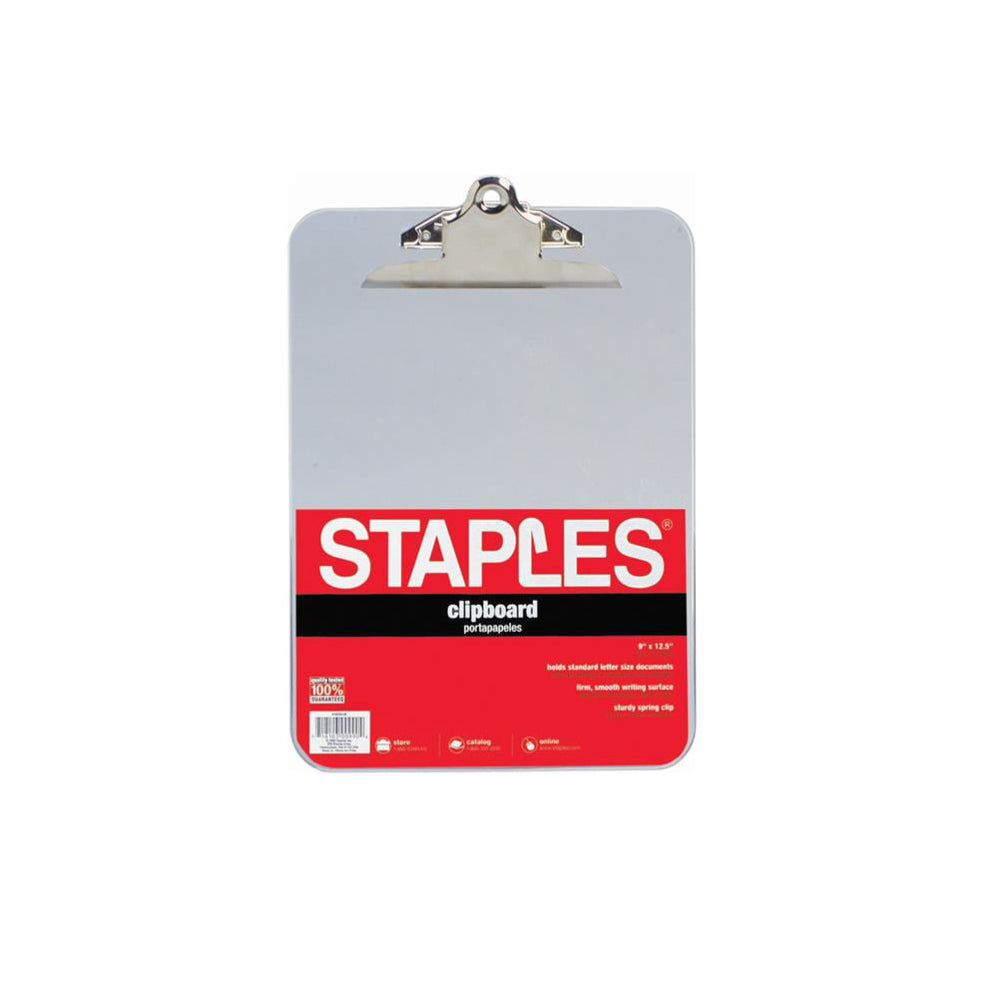 Presse-papiers en plastique Staples - Format lettre - 9" x 12" - Transparent