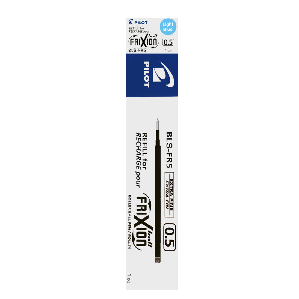 Recharges de stylos à encre gel effaçable Pilot Frixion pour Frixion Ball et Ball Clicker - Pointe extra fine - 0,5 mm - Turquoise - Lot de 12