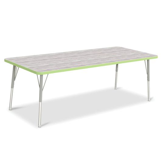 Jonti-Craft Berries Rectangle Activity Table - 30" x 72" - 24-31"H - Driftwood Grey/Key Lime