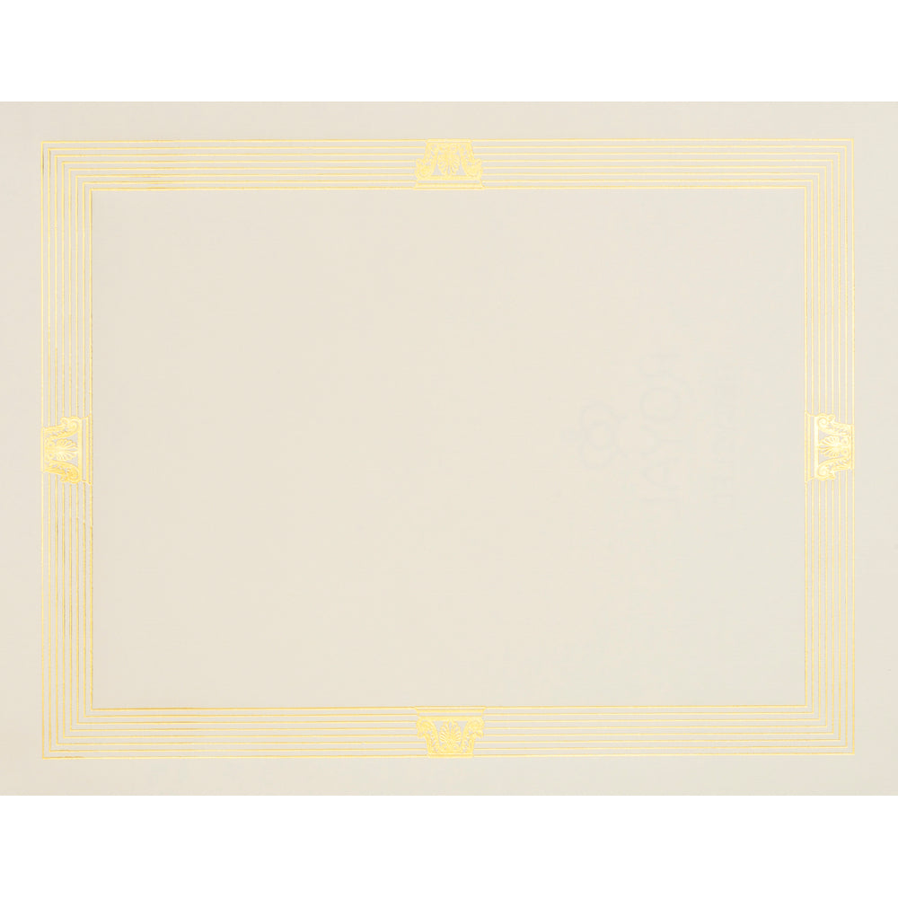 St. James Elite Bond Certificates - Natural Linen with Capital Gold Foil Design - 12 Pack