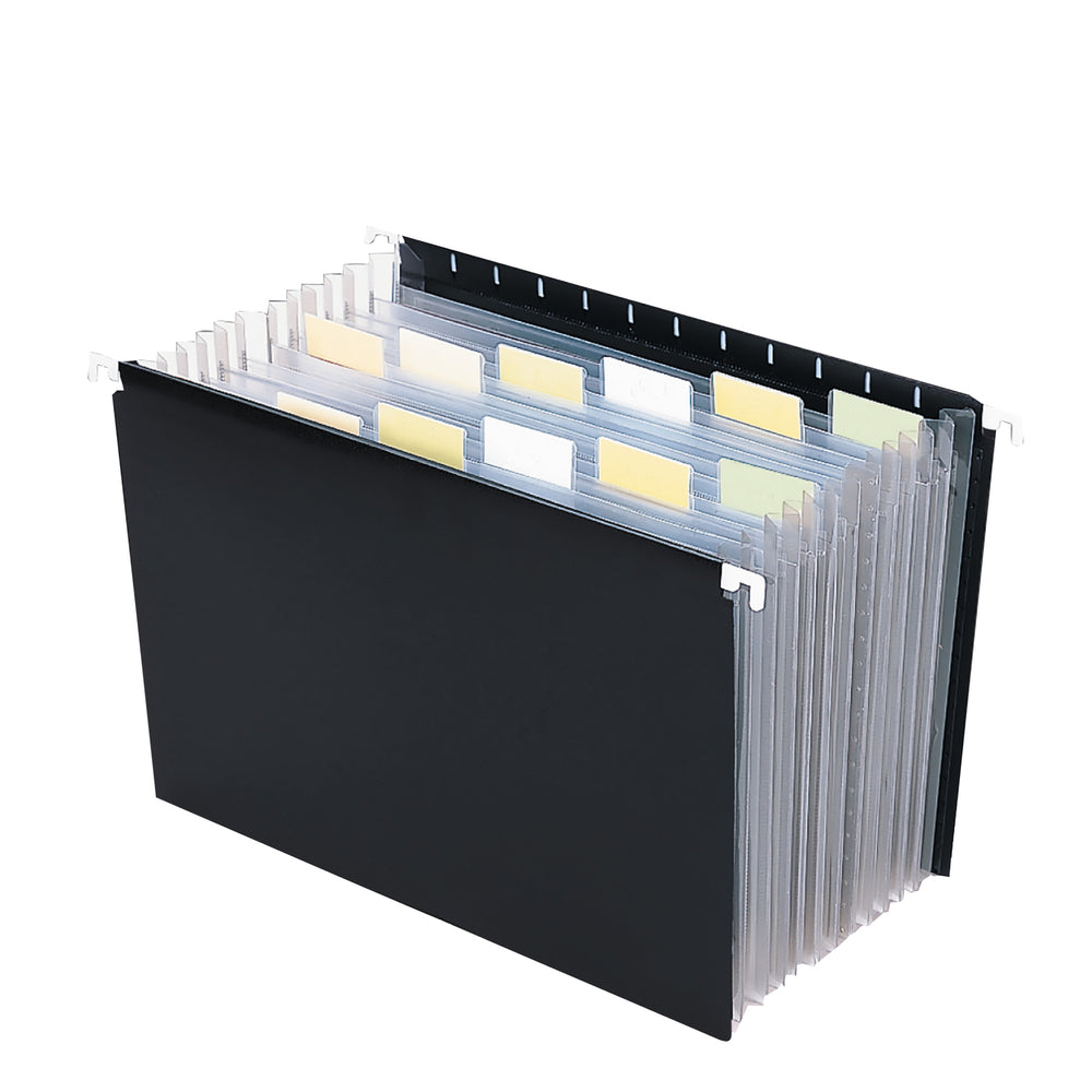 Classeur suspendu extensible Smead en polyéthylène imperméable - Format lettre - 12 intercalaires - 13 pochettes - Noir