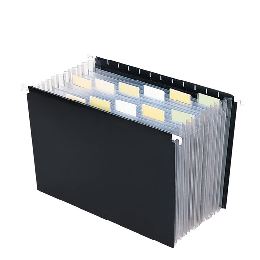 Classeur suspendu extensible Smead en polyéthylène imperméable - Format lettre - 12 intercalaires - 13 pochettes - Noir