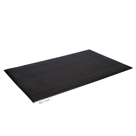 Mat Tech Tuff Spun Foot Lover Anti-Fatigue Mat - Ribbed Surface - 2' x 3' - Black
