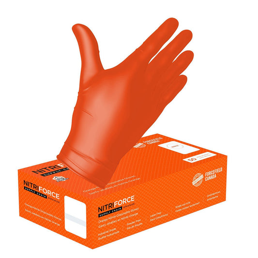 Forcefield NitriForce Supply Chain Textured Nitrile Disposable Gloves - 6mil - Large - Orange - 500 Pack