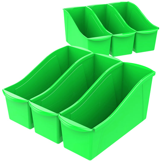 Storex Large Book Bin - 36.32 x 13.46 x 17.78 cm - Green - 6 Pack