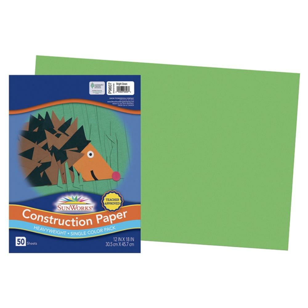 Papier de construction SunWorks, vert vif, 30,5 cm x 45,7 cm, 50 feuilles/paquet.
