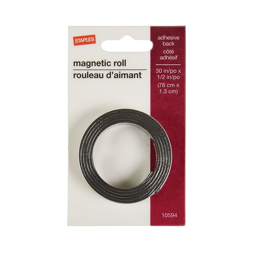 Staples Magnetic Tape Roll - 1/2" x 30" - Black