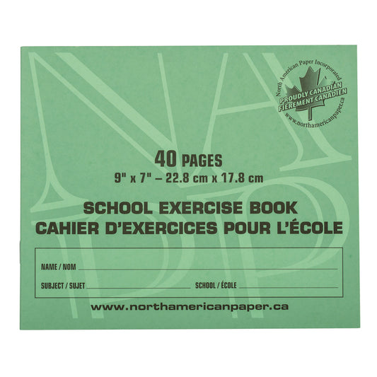 Cahiers d'exercices North American Paper Inc. - 9" x 7" - Lignés - Épaisseur 7/16"-7/32" - 40 pages - Paquet de 25