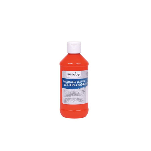 Handy Art Washable Flourescent Liquid Watercolors, Flourecent Red, 236ml