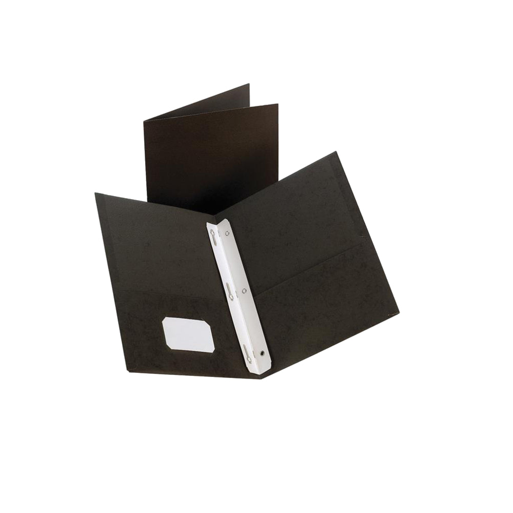 Staples Twin-Pocket Portfolio Report Covers - Tang Fasteners - Letter Size - Black - 10 Pack