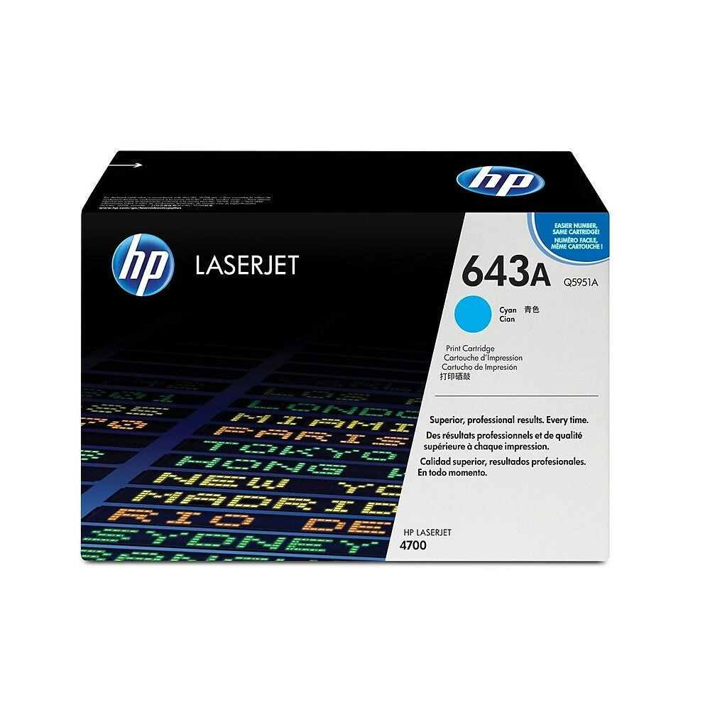 Cartouche de toner cyan HP 643A (Q5951A) LaserJet d'origine