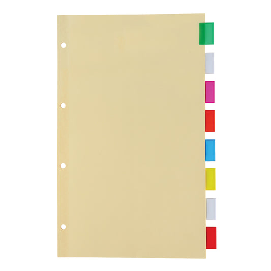 Index, classeur, légal, 8 onglets, assortis