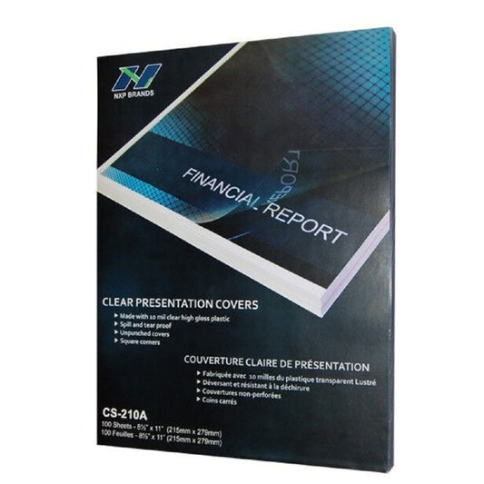 NXP Binding Cover with Square Corners - Letter Size - Clear - 100 Pack