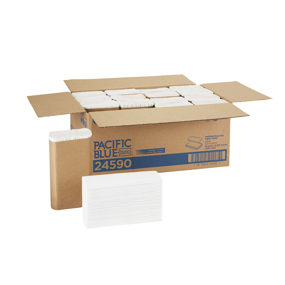 Georgia-Pacific Pacific Blue Basic Recycled Multifold Paper Towels - White - 16 Pack